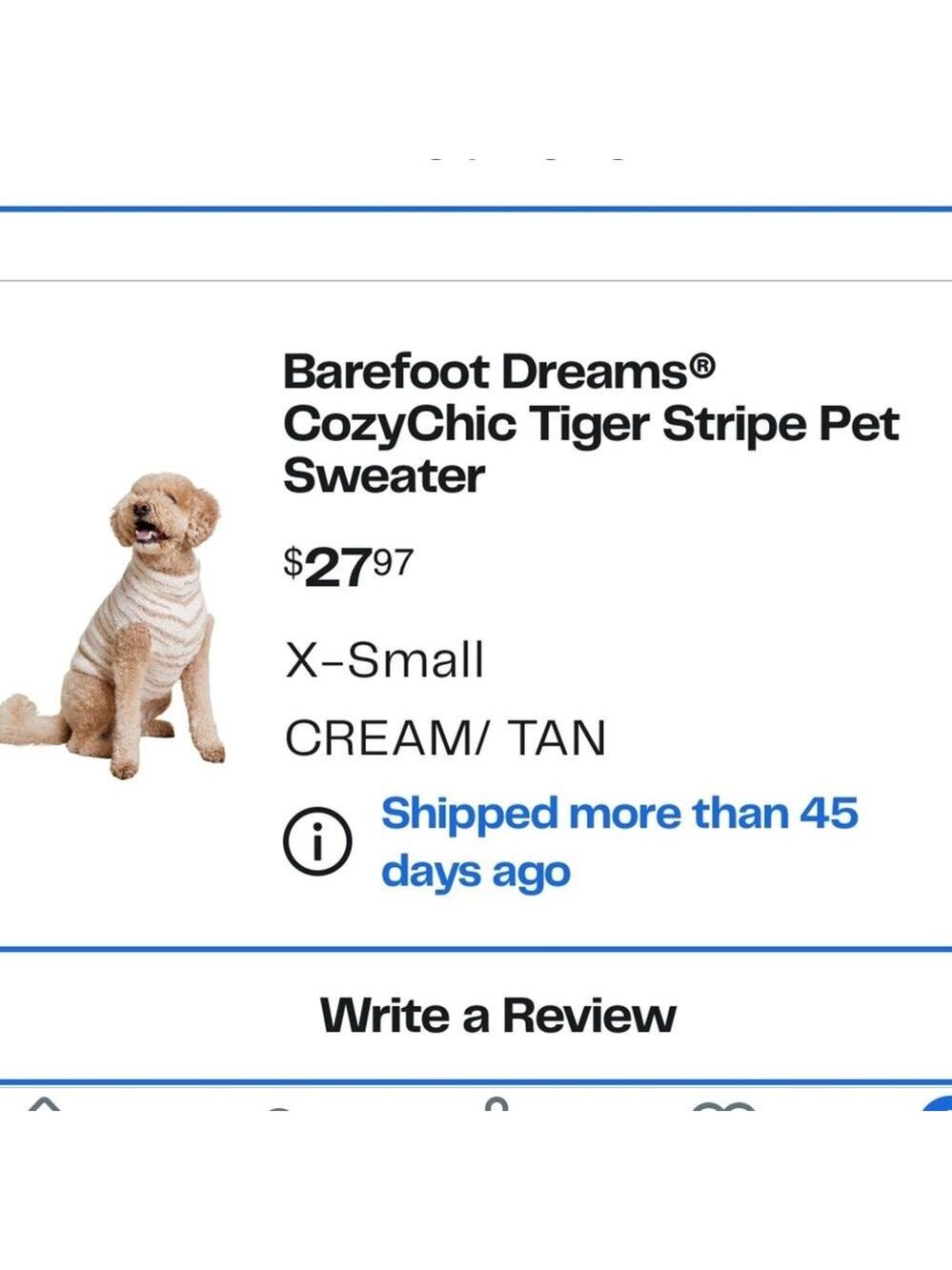 Barefoot Dreams CozyChic Tiger Stripe Pet Sweater